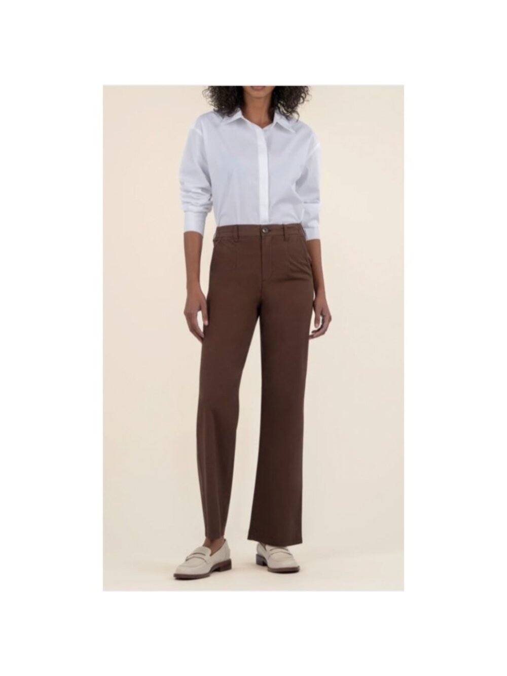 Kut From The Kloth Charlene Wide Leg Pants Womens 18 Brown Poplin High Rise NWT